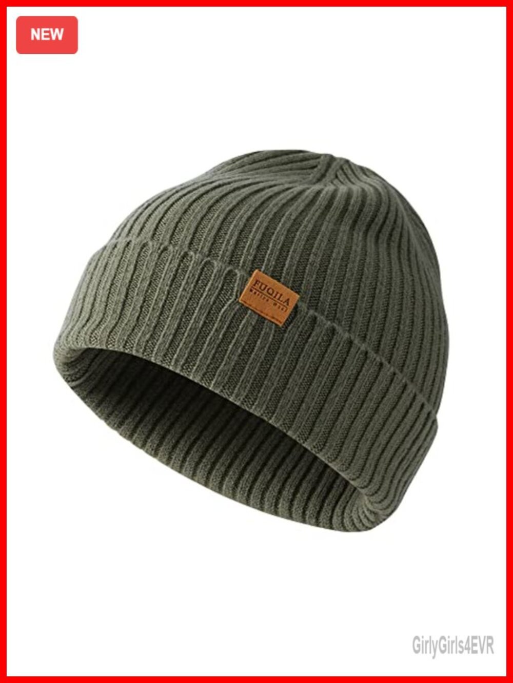 100% Merino Wool Cuff Beanie Hat - Soft, Breathable Stretchy Knitted Winter Cap